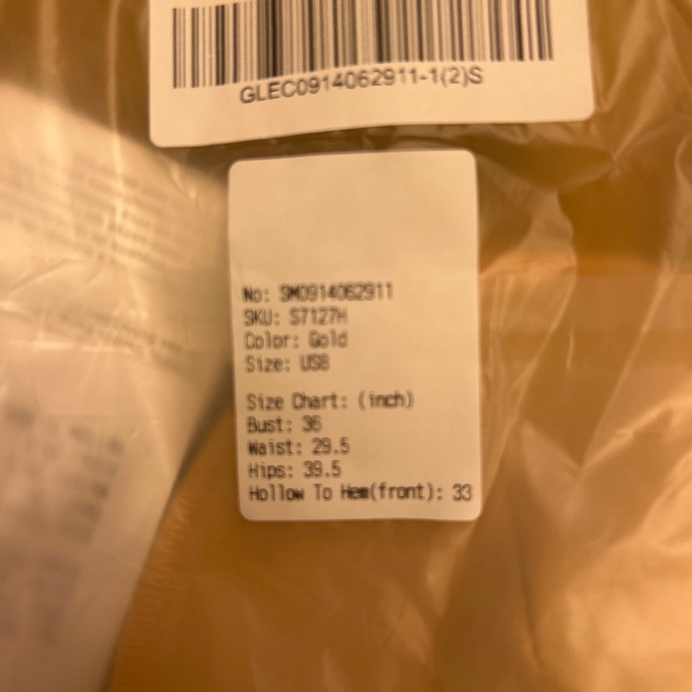 Gold short dress size 8